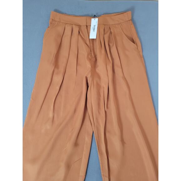 TEREA Womens Lexie Pleated Front Pants Pockets Wide Leg Adobe Trousers Large - Picture 4 of 8